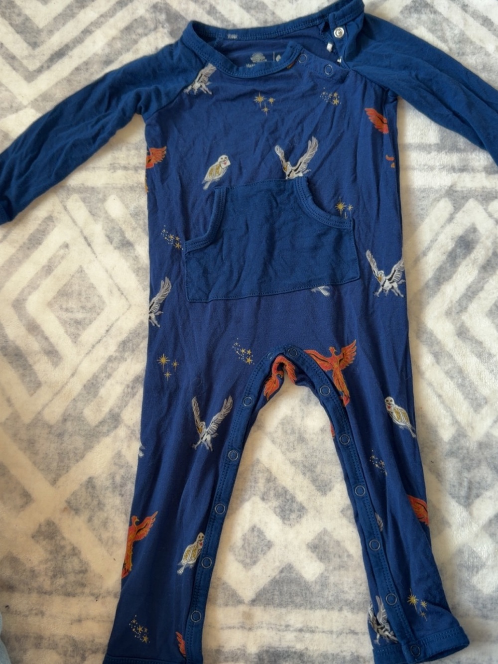 Kyte x Harry Potter Navy Blue One-Piece Romper with Bird Print
